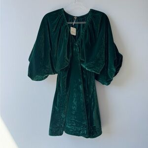 Free People Teal Velvet Dress